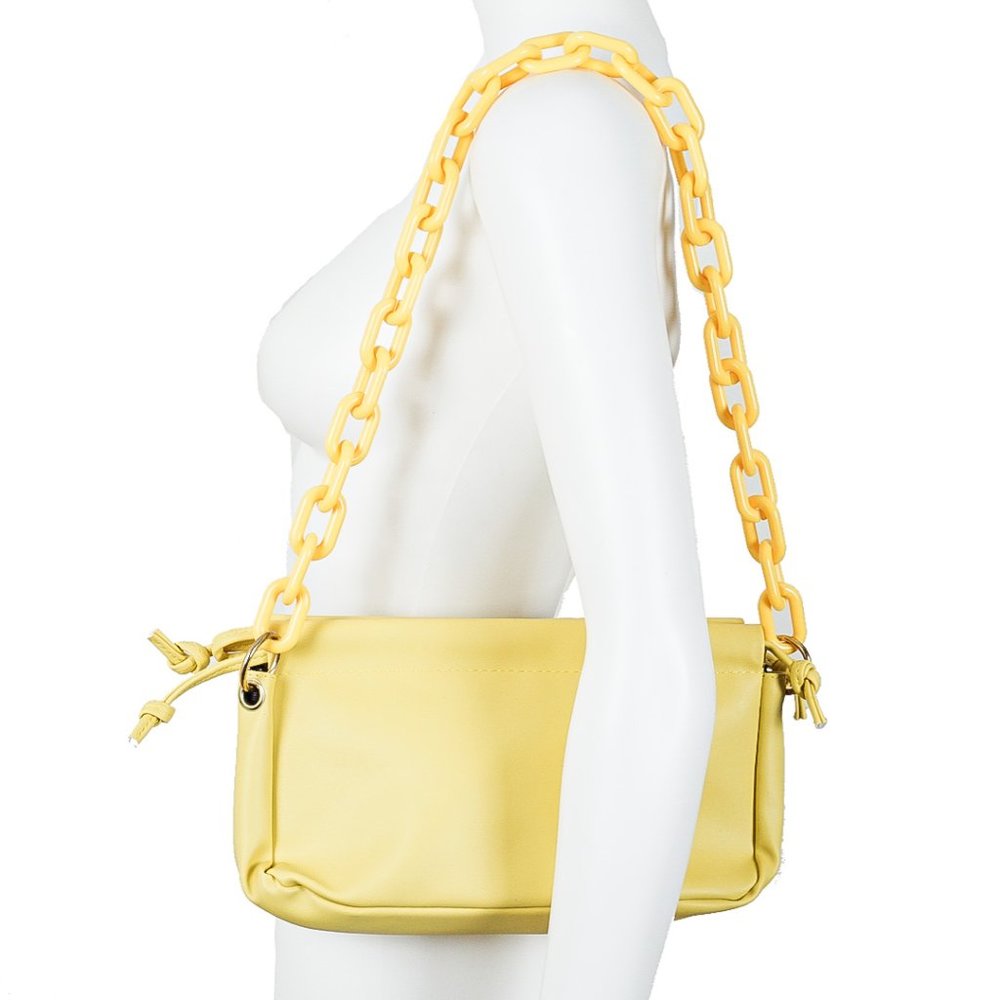 Yellow Plastic Chain Handler Shoulder Bag